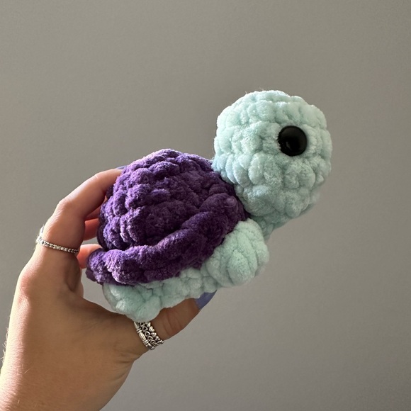 Other - Jumbo Velvet Crochet Turtle, Handmade Crochet Plushie, Brand New Stuffie